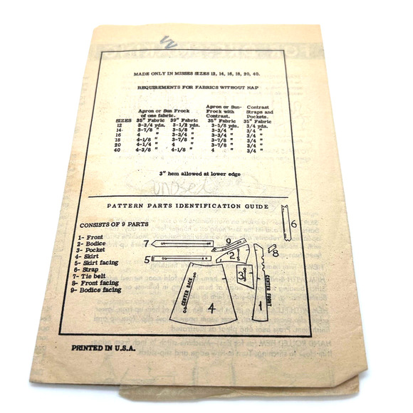 American Weekly Vintage Mail Order Pattern #3889 Apron or Sundrress Size 14 - Picture 6 of 6